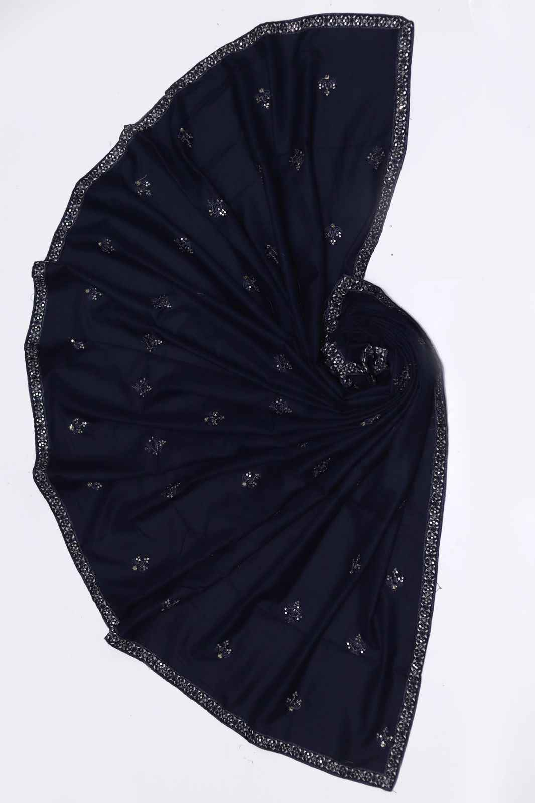 Ikhwan Replica – Premium Dhanak 3-Piece Heavy Embroidered Suit with Ready-to-Wear Shawl | Winter Collection 2025 (Navy Blue)