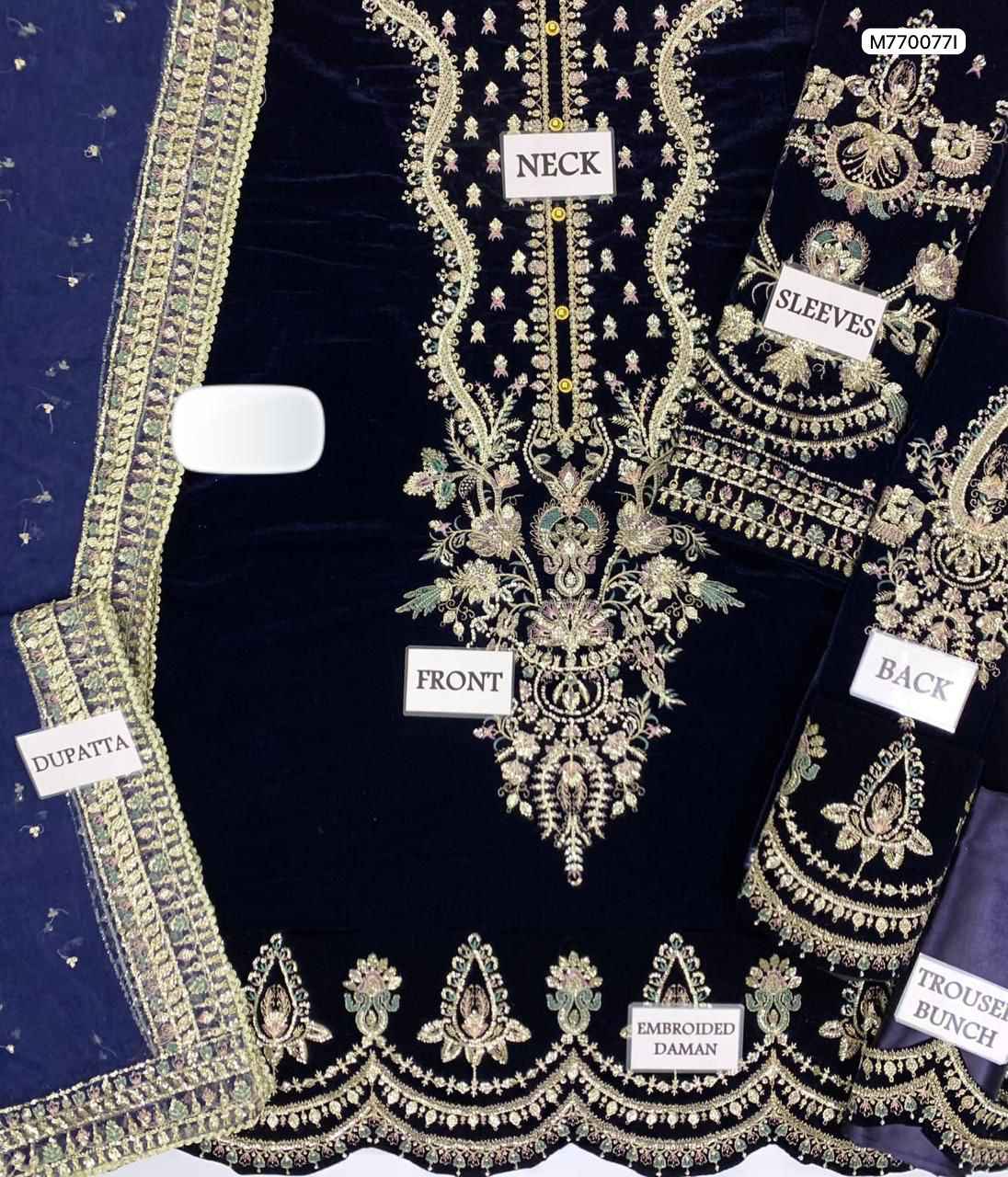 Winter Velvet Elegance – Embroidered 3-Piece Ready-to-Wear Ensemble