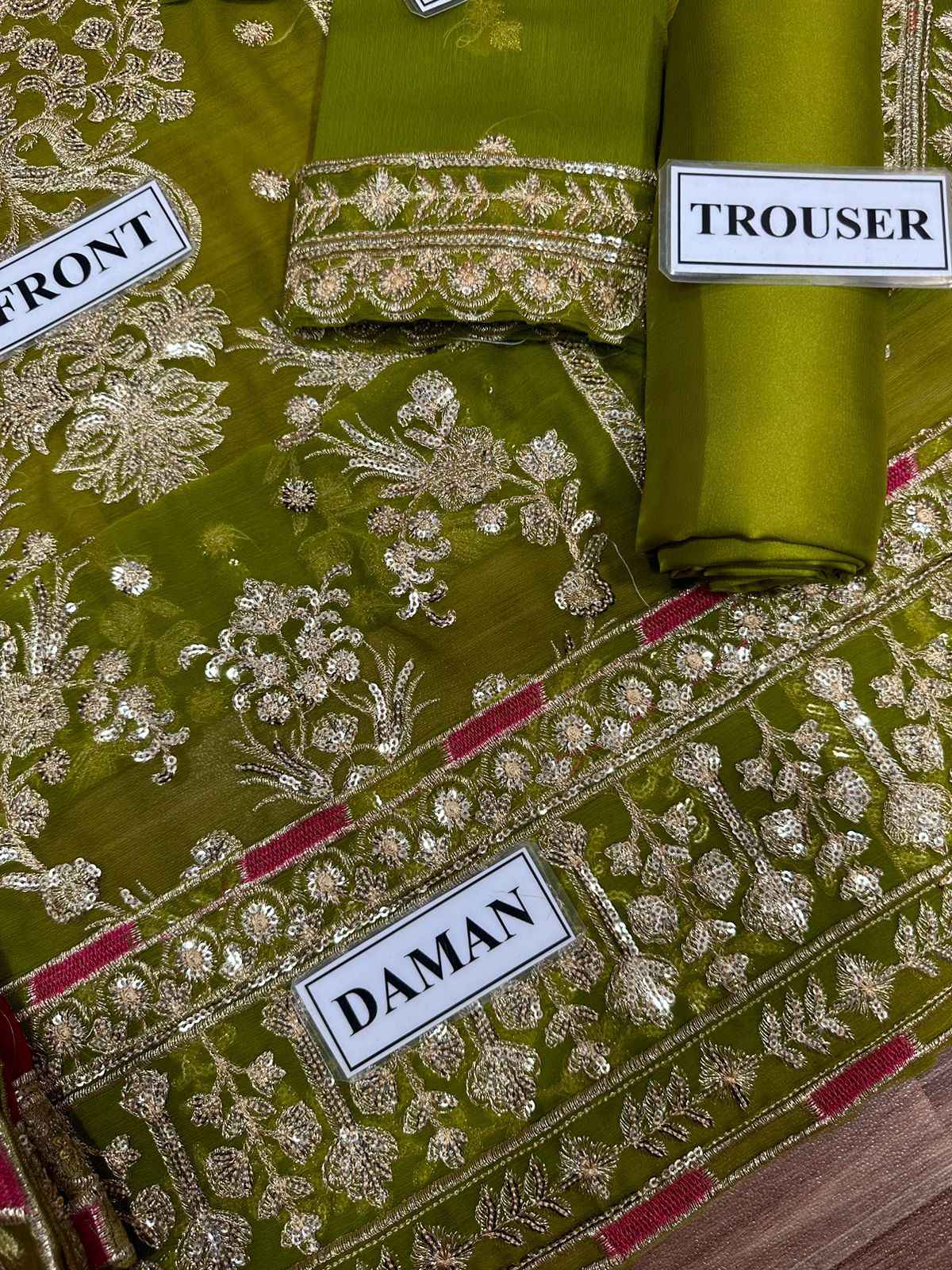 Luxury Chiffon 3-Piece Replica with Heavy Sequence Embroidery & Satin Silk Trouser | Ikhwan New Arrivals – November Drop 1