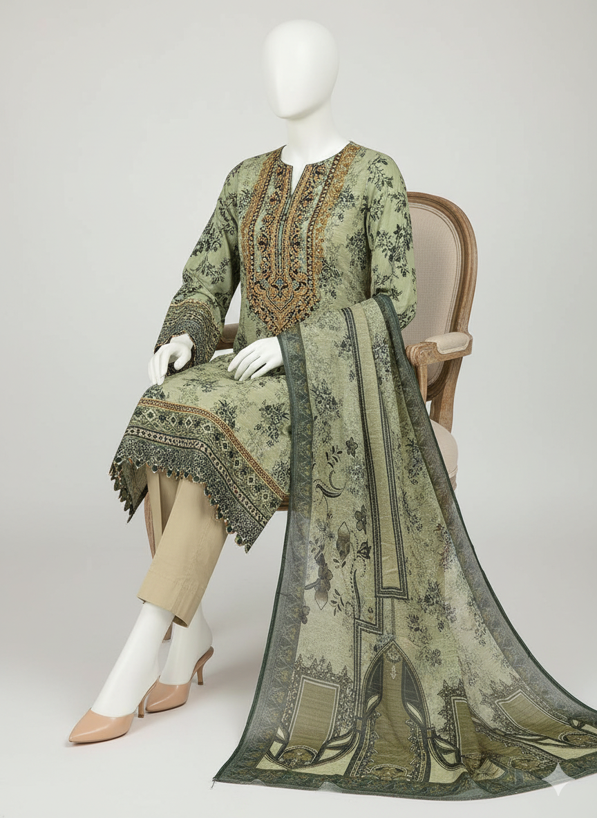 Dhanak Doria Embroidered 3 Piece Unstitched Suit – Winter Collection 2025