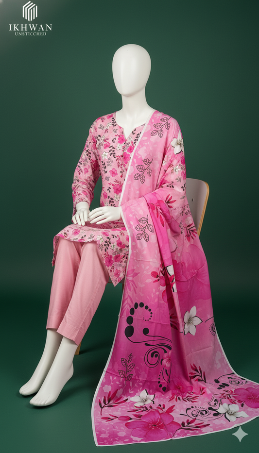 Alkaram Doria Linen 3-Piece Suit – Petal Glow (Winter Edition)