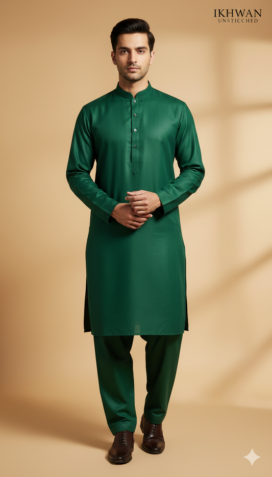 Wash & Wear Boski – Forest Green Color | Premium Four Season Fabric (4 Meters) | Gents Collection | 100% Guaranteed Fabric