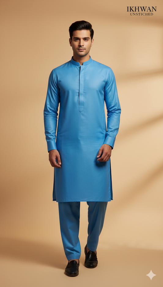 Wash & Wear Boski – Sky Blue Color | Premium Four Season Fabric (4 Meters) | Gents Collection | 100% Guaranteed Fabric