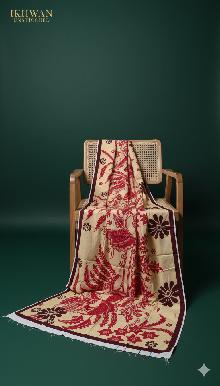 Alkaram Doria Linen 3-Piece Suit – Beige & Rose Harmony (Winter Edition)