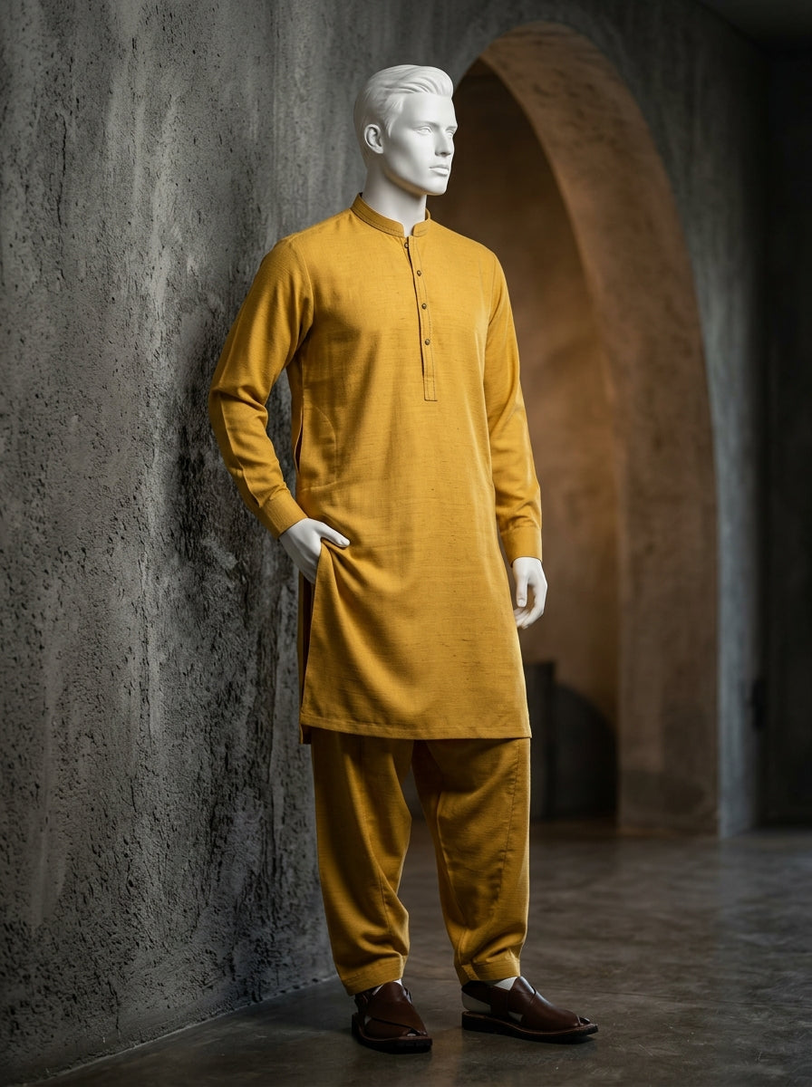 IKHWAN Men's Luxury Summer Collection 2026 – Karandi Yellow