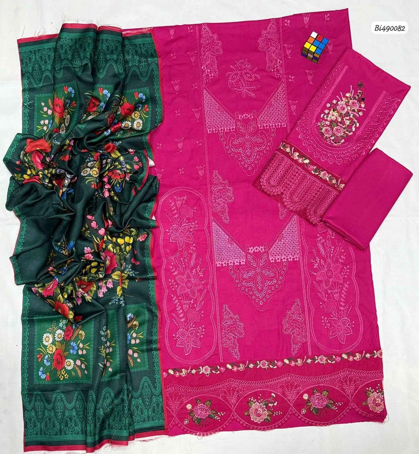 Ikhwan Unstitched – Dhanak Hit Codes Chikankari Embroidered 3-Piece Winter Suit