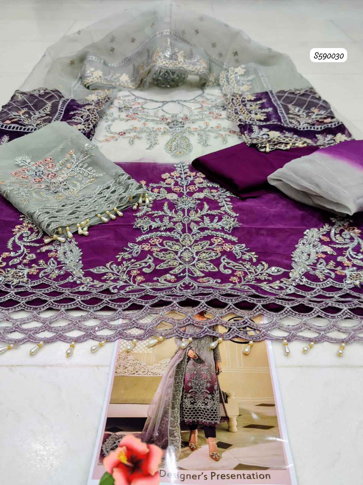 Luxury Tie & Dye Organza 3-Piece Suit with Handwork Embroidery & Double-Tone Dupatta | Ikhwan New Arrivals – November Drop 2