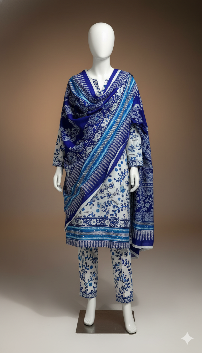 Premium Khaddar 3-Piece Suit | Allover Dyed Khaddar Shirt, Trouser & Dupatta | Winter Collection 2025