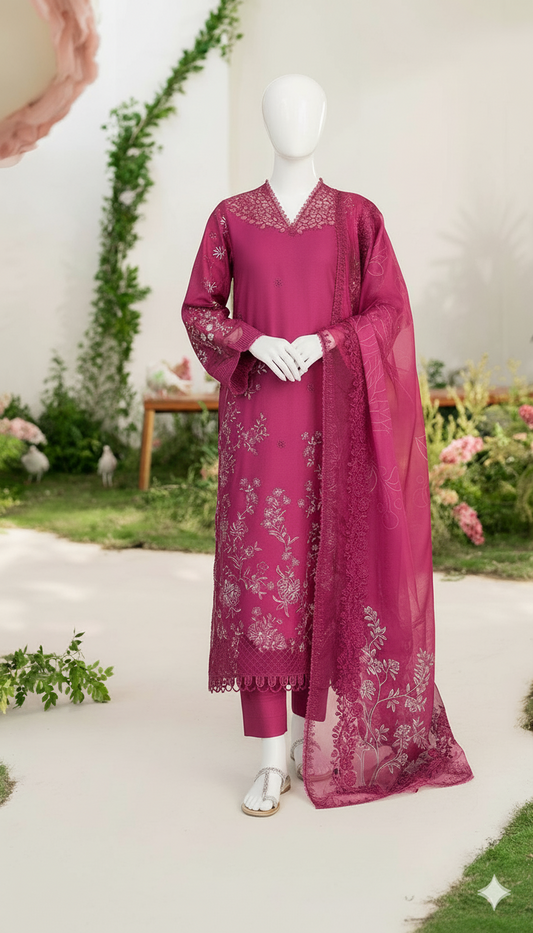 Ikhwan Replica – Premium Dhanak 3-Piece Heavy Embroidered Suit with Digital Wool Shawl | Winter Collection 2025