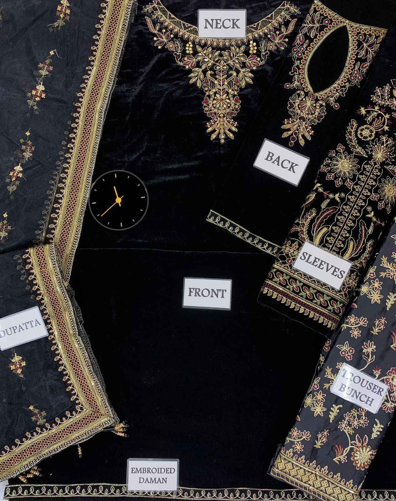 Luxury Velvet Embroidered 3-Piece Suit – Royal Noir Edition (Winter ’25)