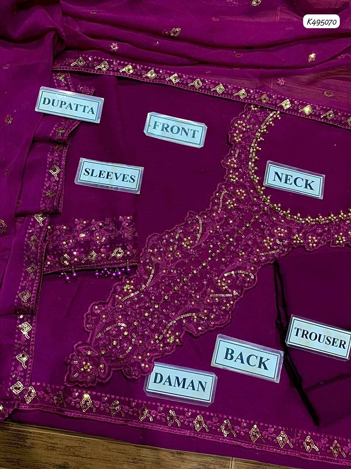 Unstitched Luxury Chiffon 3-Piece Replica Suit with Sequence & Thread Embroidery | Ikhwan New Arrivals – November Drop 1