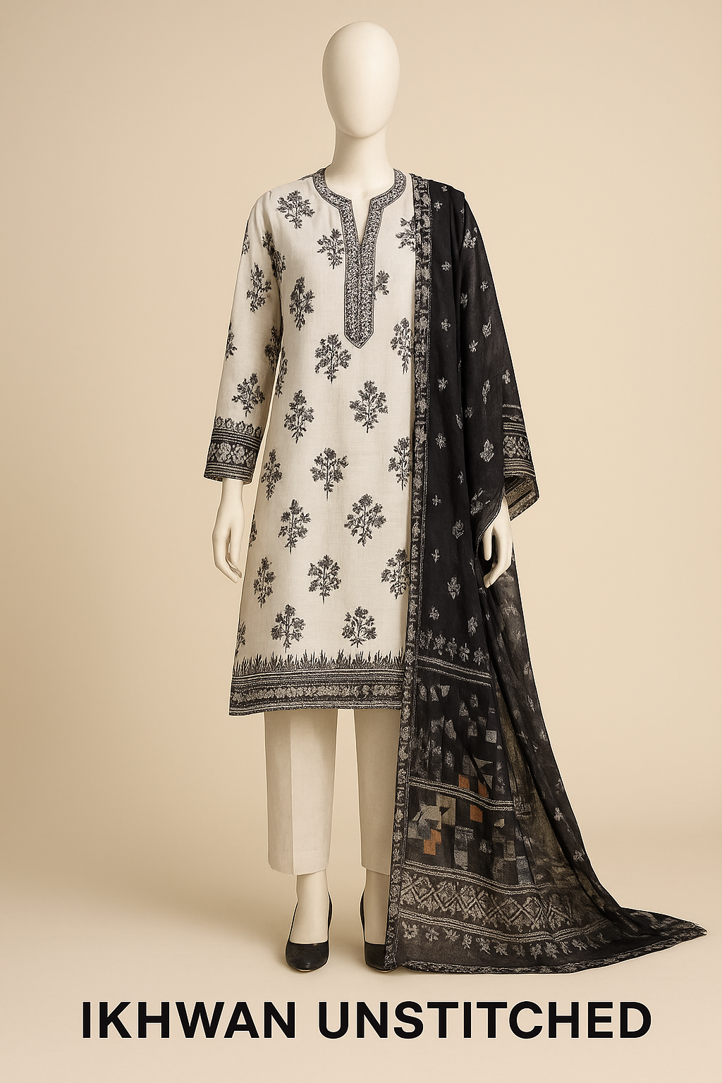 Printed Khaddar - Ikhwan Unstitched