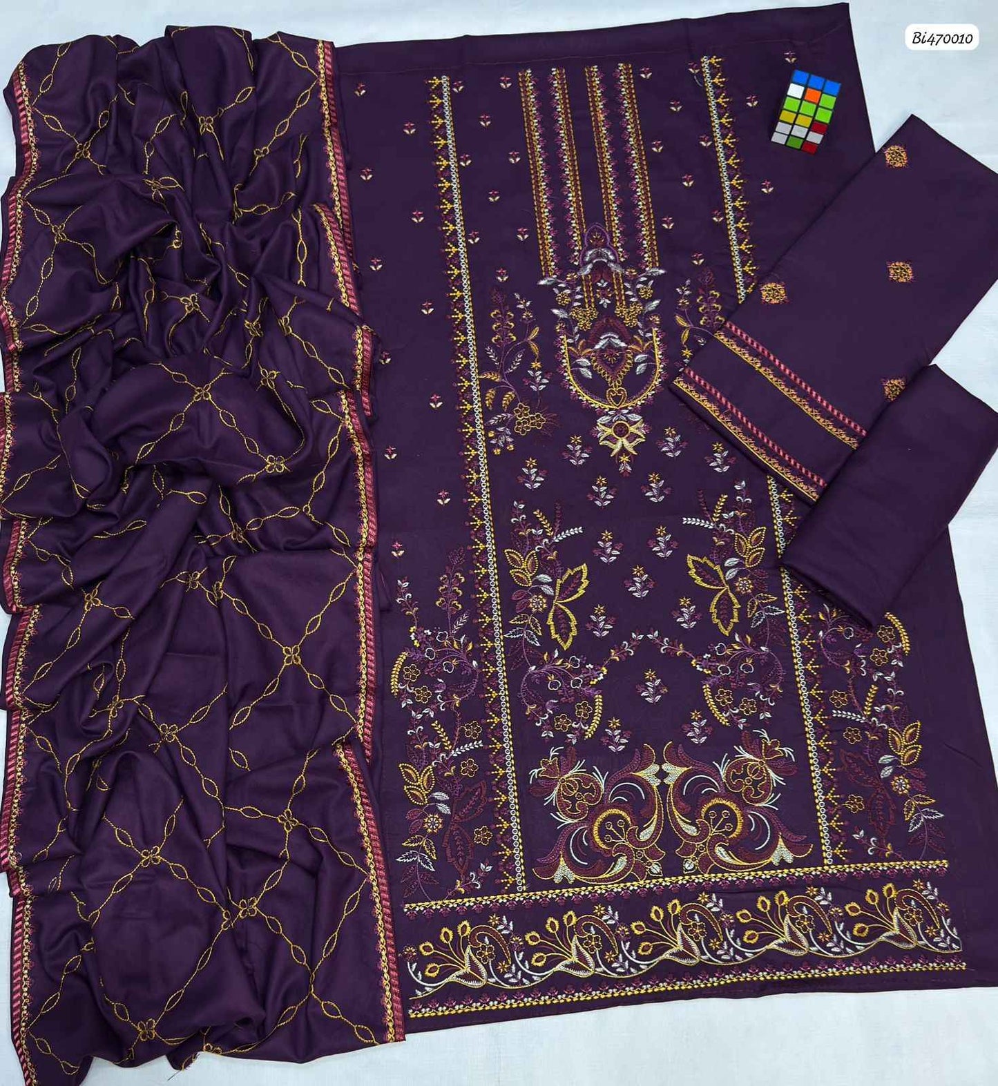 Luxury Air Jet Dhanak 3-Piece Heavy Embroidered Suit with Dhanak Shawl | Ikhwan New Arrivals – November Drop 1