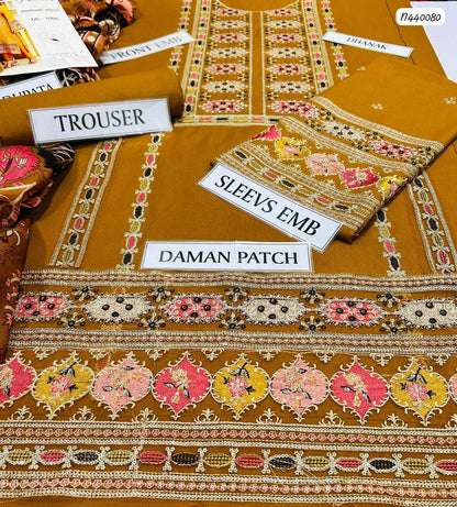 Ikhwan Replica – Premium Air-Jet Dhanak 3-Piece Heavy Sequence Embroidered Suit with Digital Pashmina Wool Shawl | Winter Collection 2025