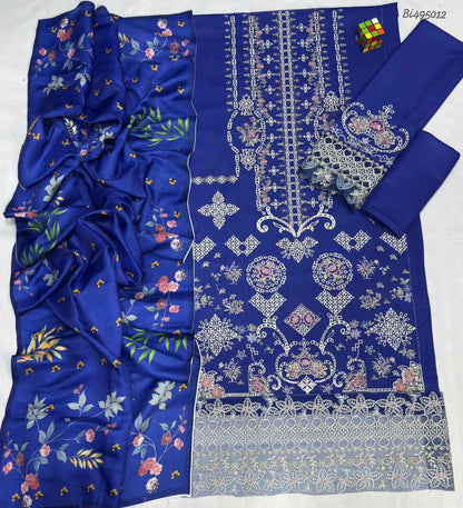 Qalamkar | Premium Pure Dhanak 3-Piece Heavy Embroidered Suit with Twill Printed Shawl (Ikhwan New Arrivals – November Drop 1)