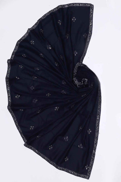 Ikhwan Replica – Premium Dhanak 3-Piece Heavy Embroidered Suit with Ready-to-Wear Shawl | Winter Collection 2025 (Navy Blue)