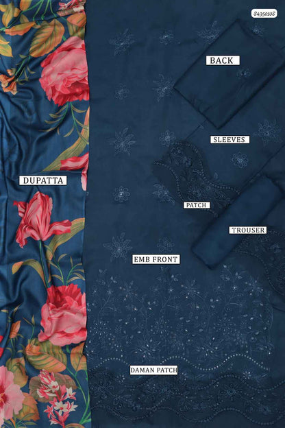 Dhanak Hit Codes | Premium Multi-Head & Boring Embroidered 3-Piece Suit with Digital Printed Wool Shawl (Ikhwan New Arrivals – November Drop 1)