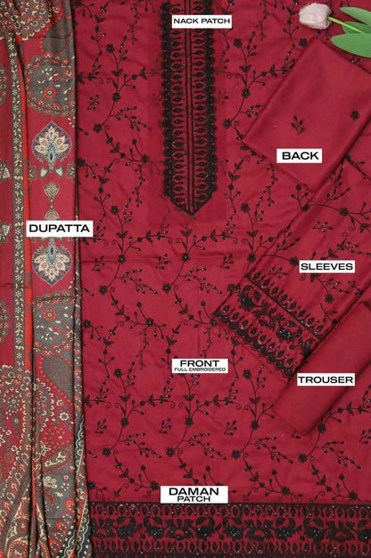 Ikhwan Replica – Dhanak Hit Codes Multi-Head Sequence Embroidered 3-Piece Suit with Digital Wool Shawl | Winter Collection 2025