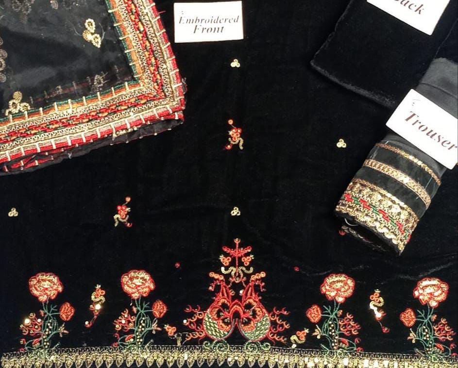 Jazmine Velvet Embroidered 3-Piece Suit with Net Embroidered Dupatta | Ikhwan Master Replica – November Drop 2