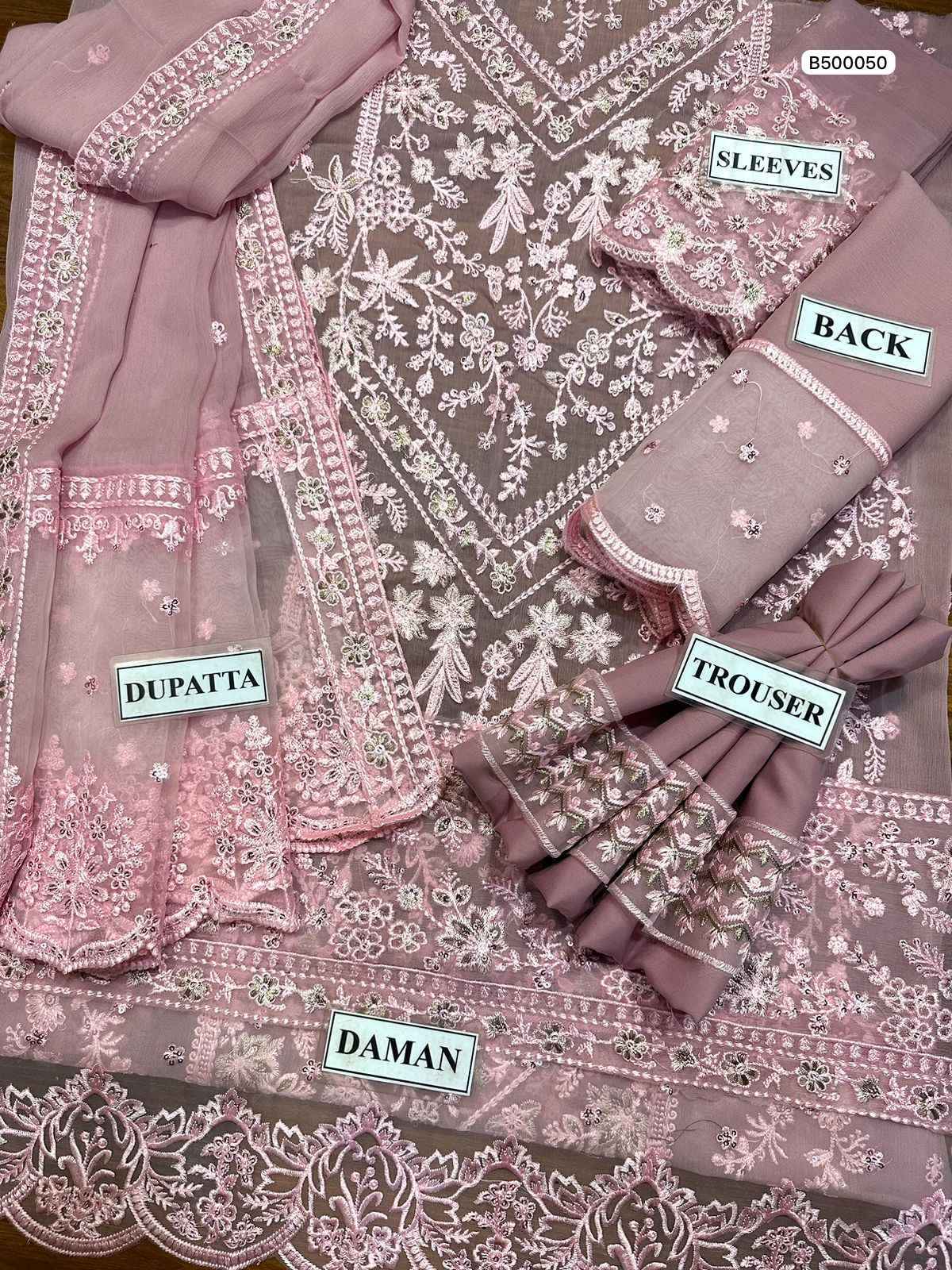 Ikhwan Replica – Luxury Chiffon Embroidered 3-Piece Unstitched Suit | Zari Work & Daman Patch Detailing