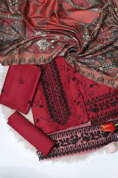 Ikhwan Replica – Dhanak Hit Codes Multi-Head Sequence Embroidered 3-Piece Suit with Digital Wool Shawl | Winter Collection 2025