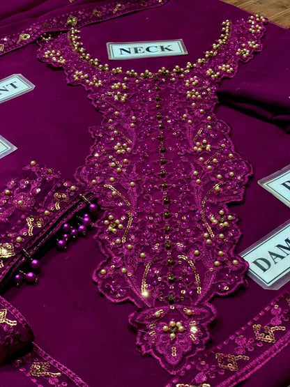 Unstitched Luxury Chiffon 3-Piece Replica Suit with Sequence & Thread Embroidery | Ikhwan New Arrivals – November Drop 1