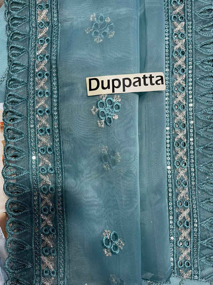 Luxury Organza 3-Piece Embroidered Suit with Adda Work, Cutwork Borders & Ready-to-Wear Dupatta | Ikhwan New Arrivals – November Drop 1