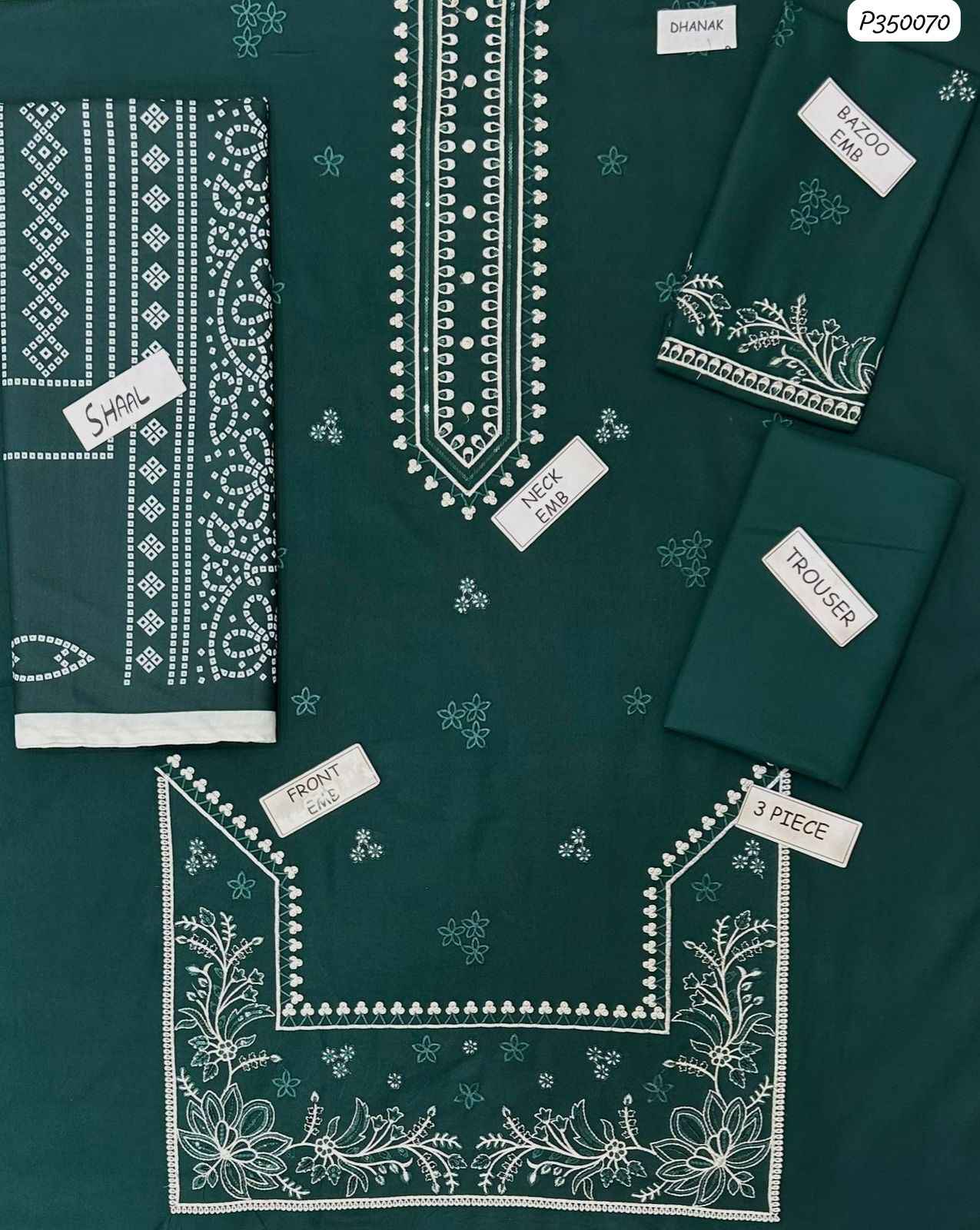 Luxury Dhanak 3-Piece Heavy Embroidered Suit with Digital Printed Shawl | Ikhwan Winter Collection New Arival
