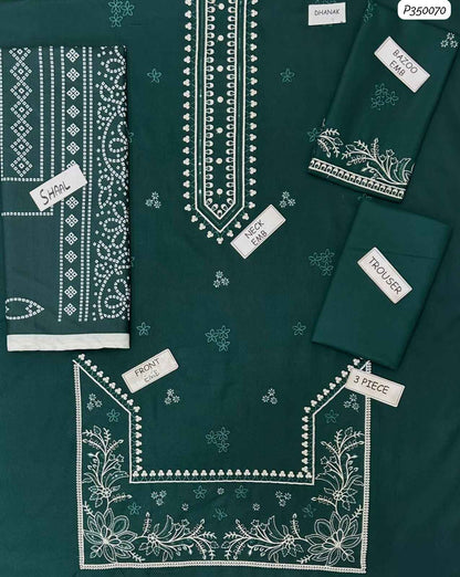 Luxury Dhanak 3-Piece Heavy Embroidered Suit with Digital Printed Shawl | Ikhwan Winter Collection New Arival