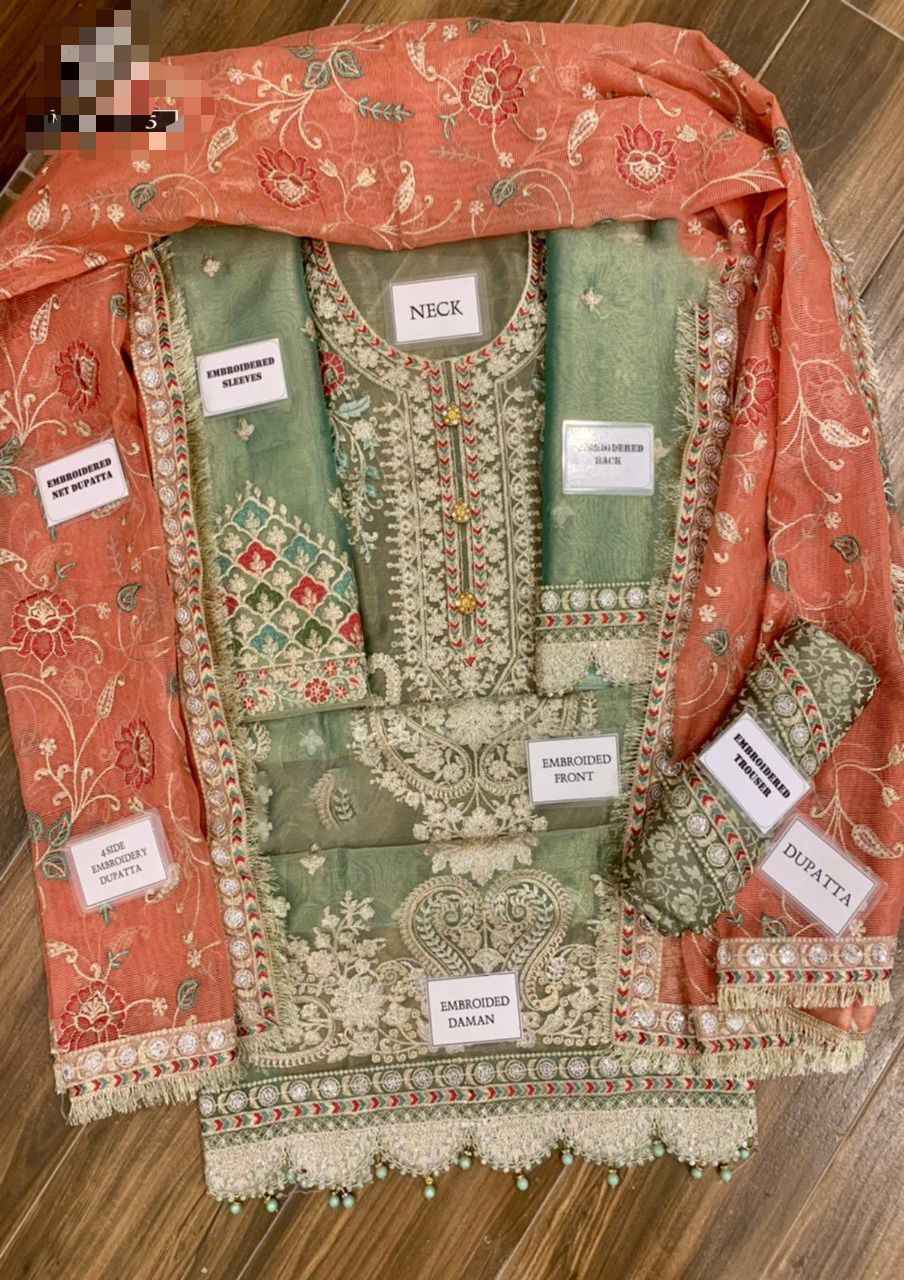 Luxury Mysori 3-Piece Embroidered Spengle Work Suit with Khaadi Net Dupatta & Jamawar Ghera Trouser | Ikhwan New Arrivals – November Drop 1