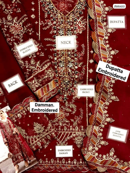 Ikhwan Unstitched – Most Hit Design | Semi Pure Chiffon 3-Piece Suit | Heavy Embroidered Sequins | November Drop 2 – Winter 2025