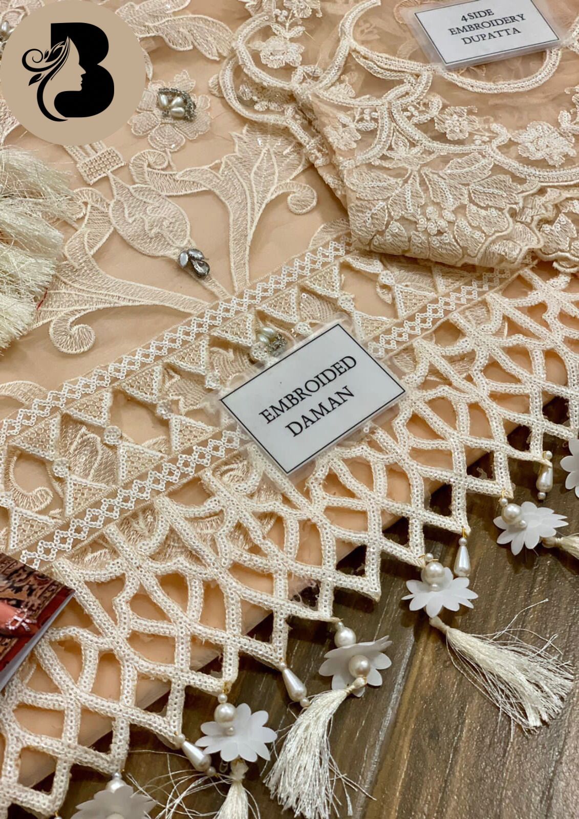 Organza Fully Heavy Embroidered 3-Piece Suit | Sequins & 3D Flowers | Dyed Satin Silk Trouser | 2 Styles – Kameez/Shalwar & Frock | November Drop 2 Winter 2025