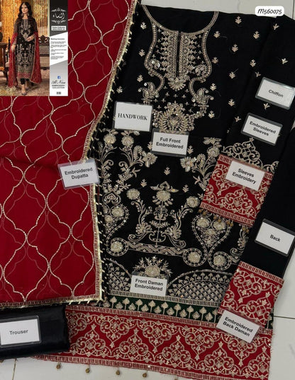 Ikhwan – Luxury Chiffon Adda Work 3-Piece Suit with Embroidered Dupatta & Silk Trouser | November Drop 2