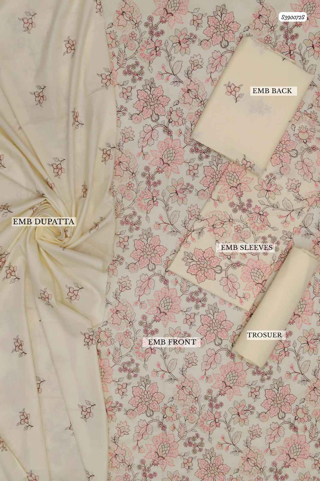 Dhanak Hit Codes | Premium Multi-Head Embroidered 3-Piece Suit with Dhanak Shawl (Ikhwan New Arrivals – November Drop 1)