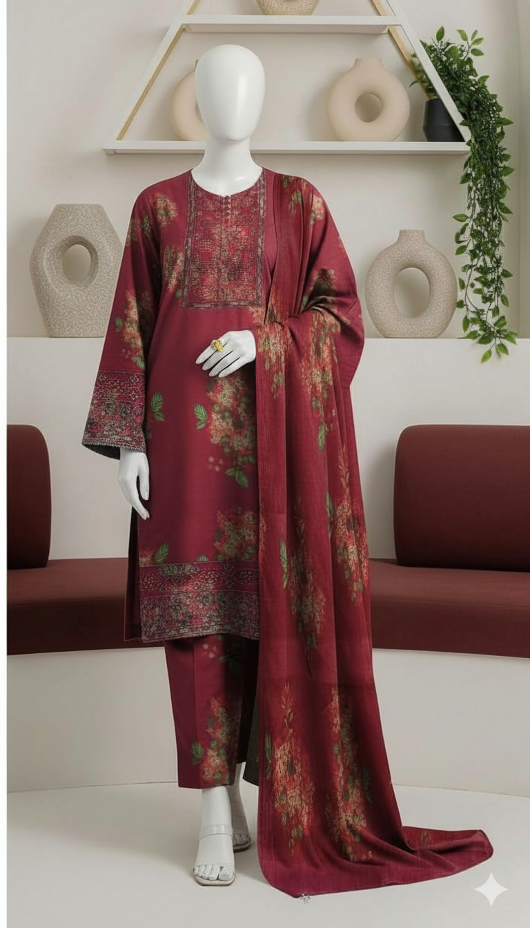Ikhwan replica silk 3pc unstitched suit – luxury embroidered edition