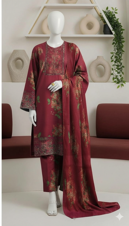 Ikhwan replica silk 3pc unstitched suit – luxury embroidered edition