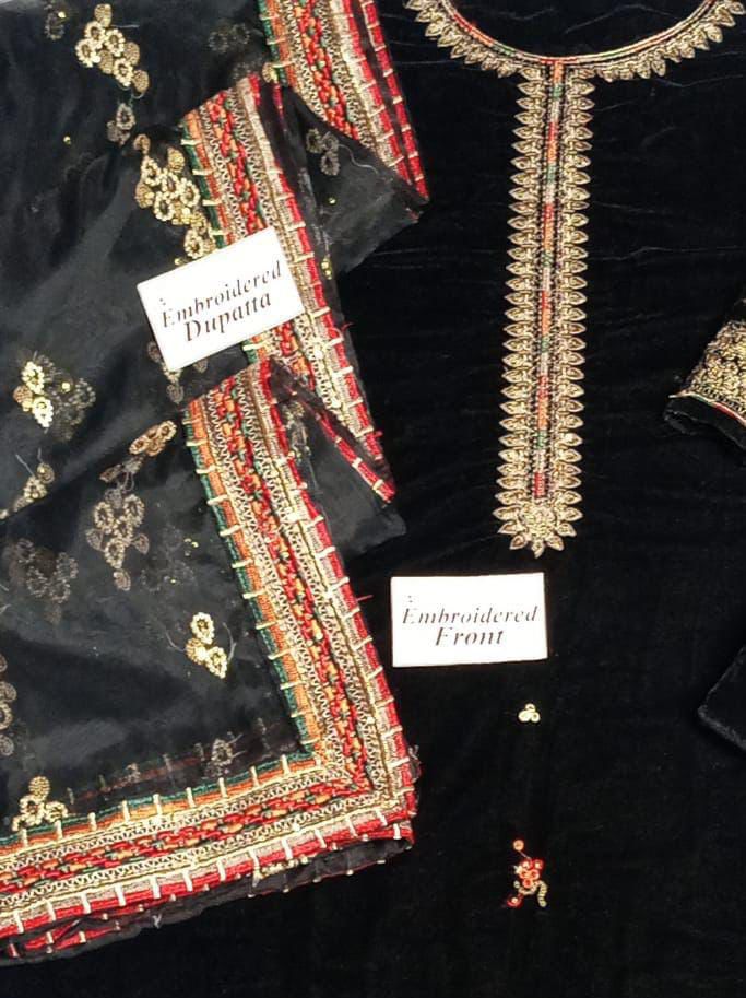 Jazmine Velvet Embroidered 3-Piece Suit with Net Embroidered Dupatta | Ikhwan Master Replica – November Drop 2