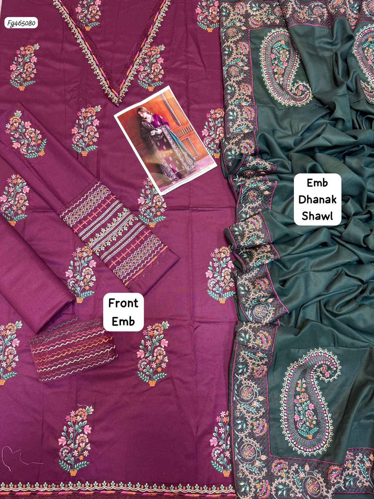 Luxury Dhanak 3-Piece Suit with Embroidered Dhanak Shawl | Ikhwan Winter Collection New Arrivals – November Drop 1