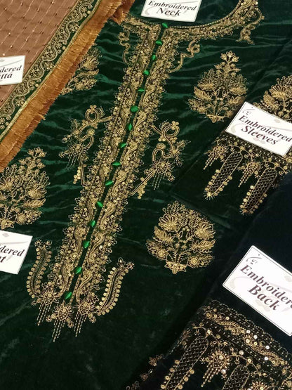 Velvet Grace – Luxury Embroidered 3-Piece Suit (Ready to Wear)