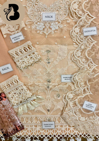 Organza Fully Heavy Embroidered 3-Piece Suit | Sequins & 3D Flowers | Dyed Satin Silk Trouser | 2 Styles – Kameez/Shalwar & Frock | November Drop 2 Winter 2025