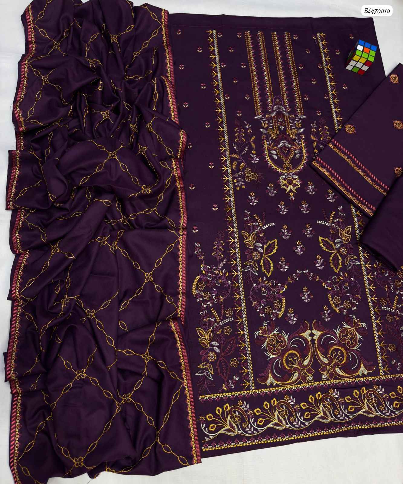 Luxury Air Jet Dhanak 3-Piece Heavy Embroidered Suit with Dhanak Shawl | Ikhwan New Arrivals – November Drop 1