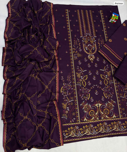 Luxury Air Jet Dhanak 3-Piece Heavy Embroidered Suit with Dhanak Shawl | Ikhwan New Arrivals – November Drop 1