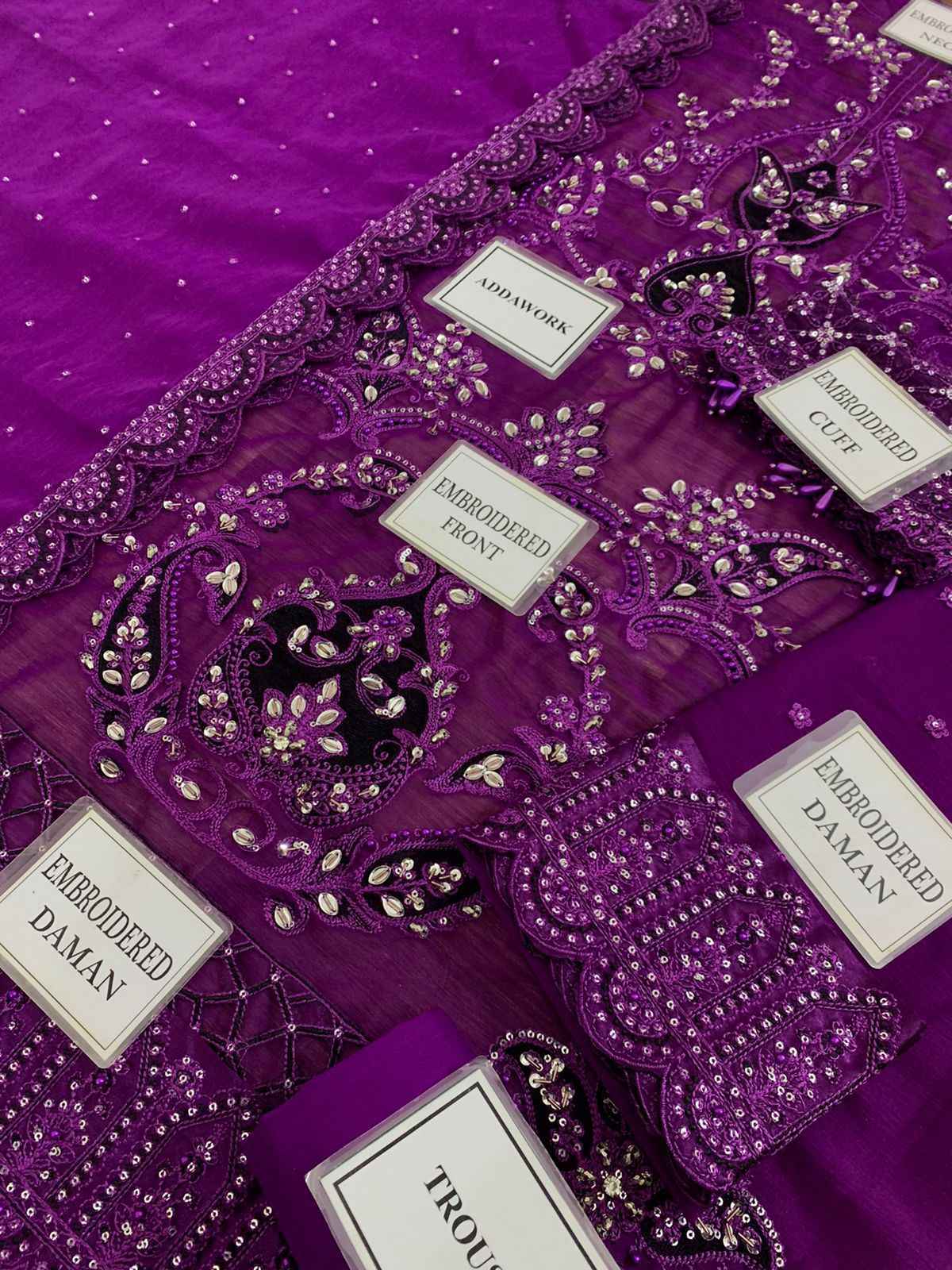 Luxury Chiffon 3-Piece Embroidered Suit with Adda, Stone & Cutwork Detailing | Ikhwan New Arrivals – November Drop 1