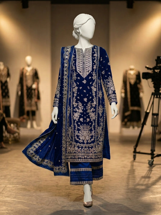 Luxury Embroidered Chiffon Wedding Collection – Maroon | Heavy Sequins & Adda Work 3-Piece Suit | Summer Wedding Collection 2026