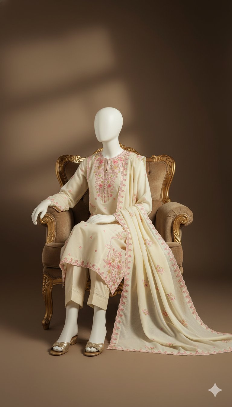 Premium Dhanak Fabric 3-Piece Unstitched Suit – Exquisite Embroidery & Digital Printed Shawl (Ikhwan New Arrivals ’25 | November Drop 1)