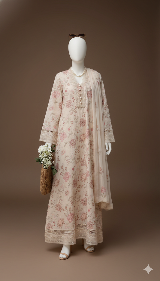 Dhanak Hit Codes | Premium Multi-Head Embroidered 3-Piece Suit with Dhanak Shawl (Ikhwan New Arrivals – November Drop 1)