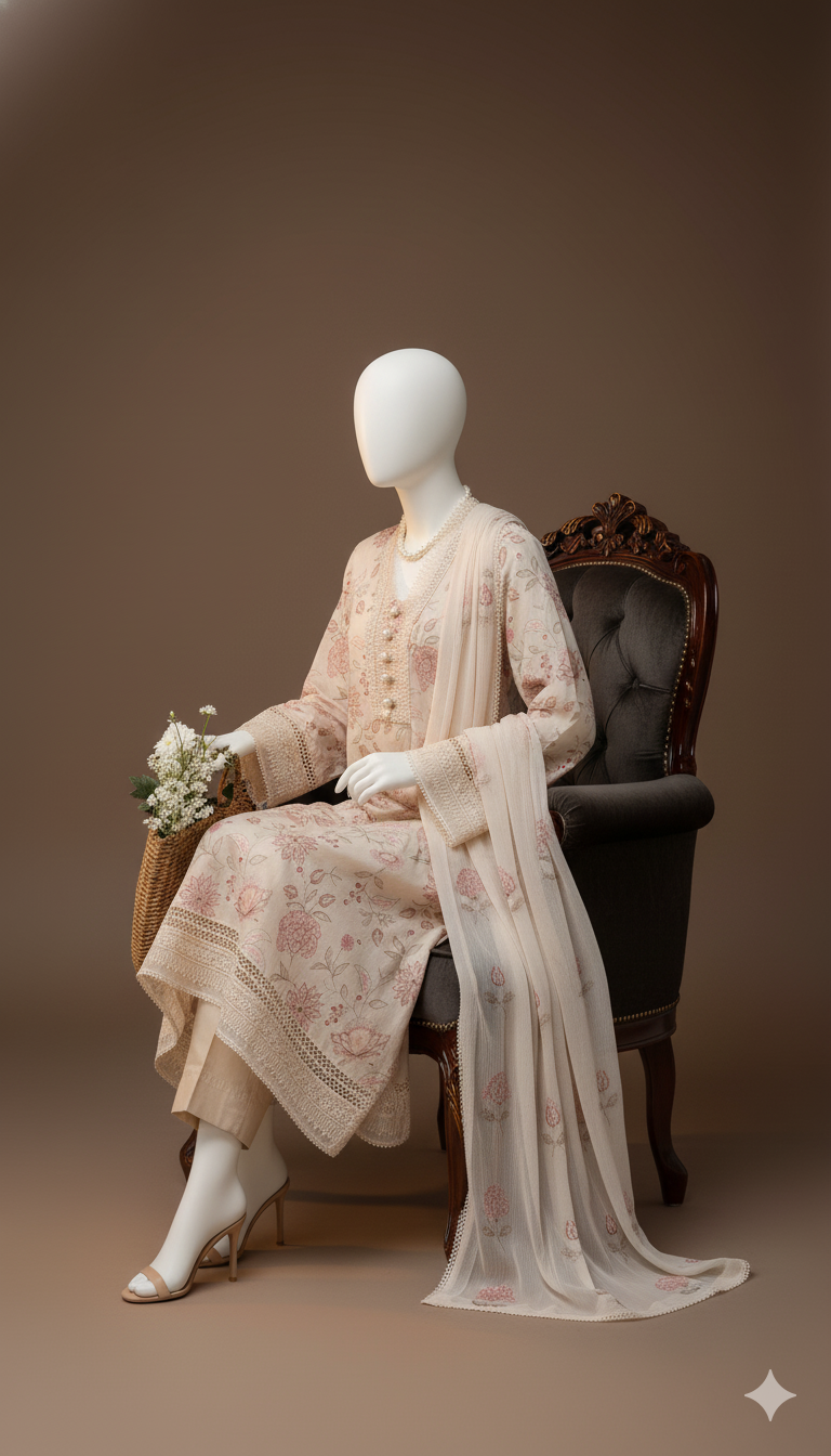 Dhanak Hit Codes | Premium Multi-Head Embroidered 3-Piece Suit with Dhanak Shawl (Ikhwan New Arrivals – November Drop 1)