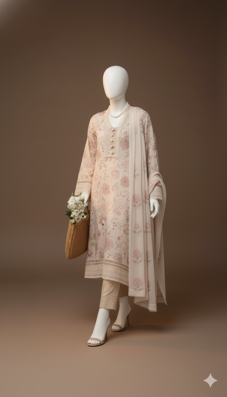 Dhanak Hit Codes | Premium Multi-Head Embroidered 3-Piece Suit with Dhanak Shawl (Ikhwan New Arrivals – November Drop 1)