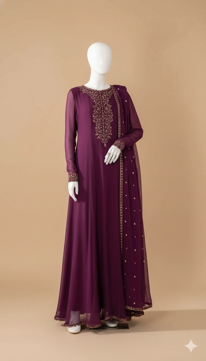 Unstitched Luxury Chiffon 3-Piece Replica Suit with Sequence & Thread Embroidery | Ikhwan New Arrivals – November Drop 1