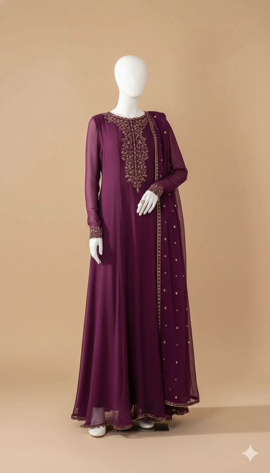 Unstitched Luxury Chiffon 3-Piece Replica Suit with Sequence & Thread Embroidery | Ikhwan New Arrivals – November Drop 1
